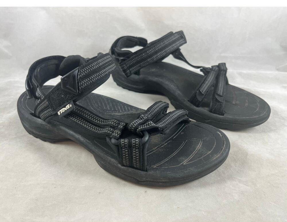 Teva Terra Fi Lite Sport Sandals Double Zipper Black Womens US Size 7.5